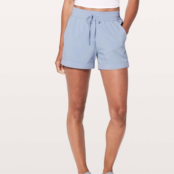 LULULEMON Berry Mist Blue Spring Break Away Short *4-Way Stretch 3" Shorts - Picture 2 of 12